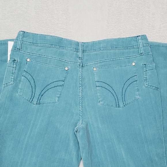 Deadstock Vintage 90s Faded Glory Aqua Velvet Corduroy Boot Cut Mid Waist Jeans - Picture 9 of 11